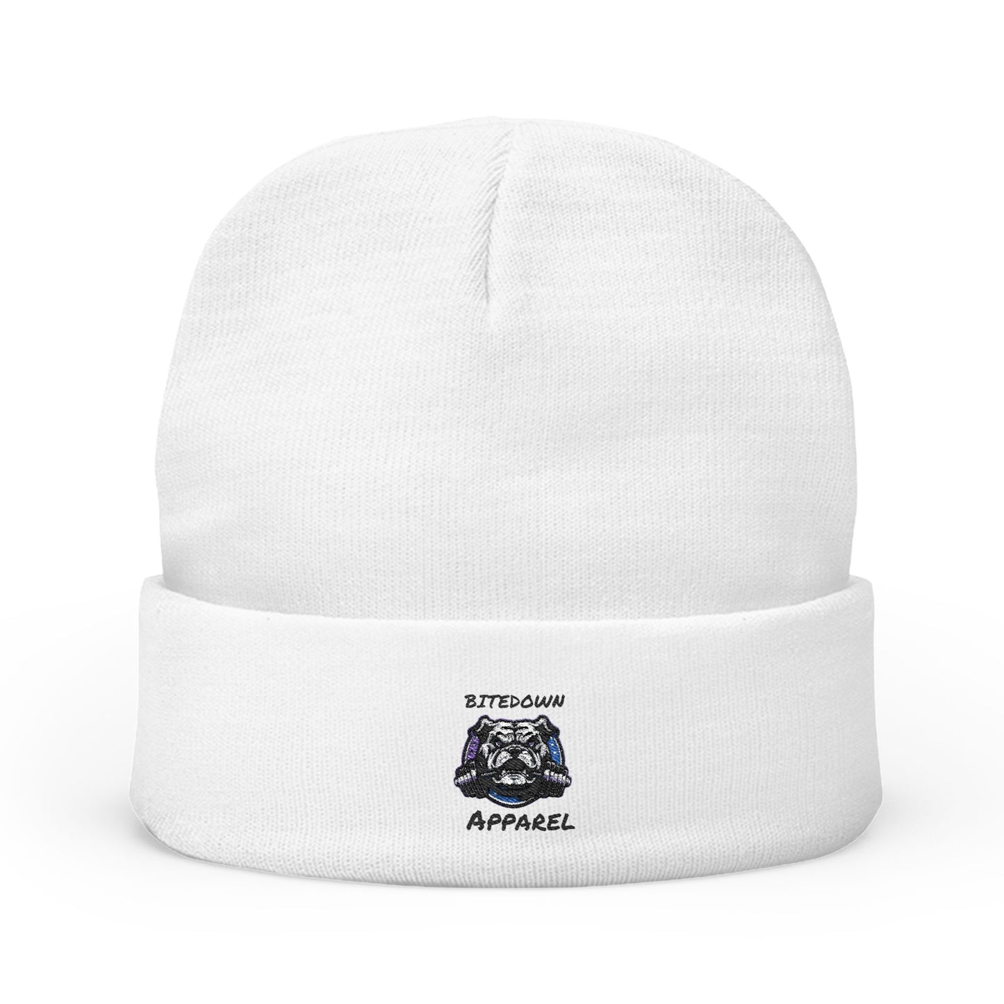 Beanie Hat Embroidered with 'Bite down lift up'