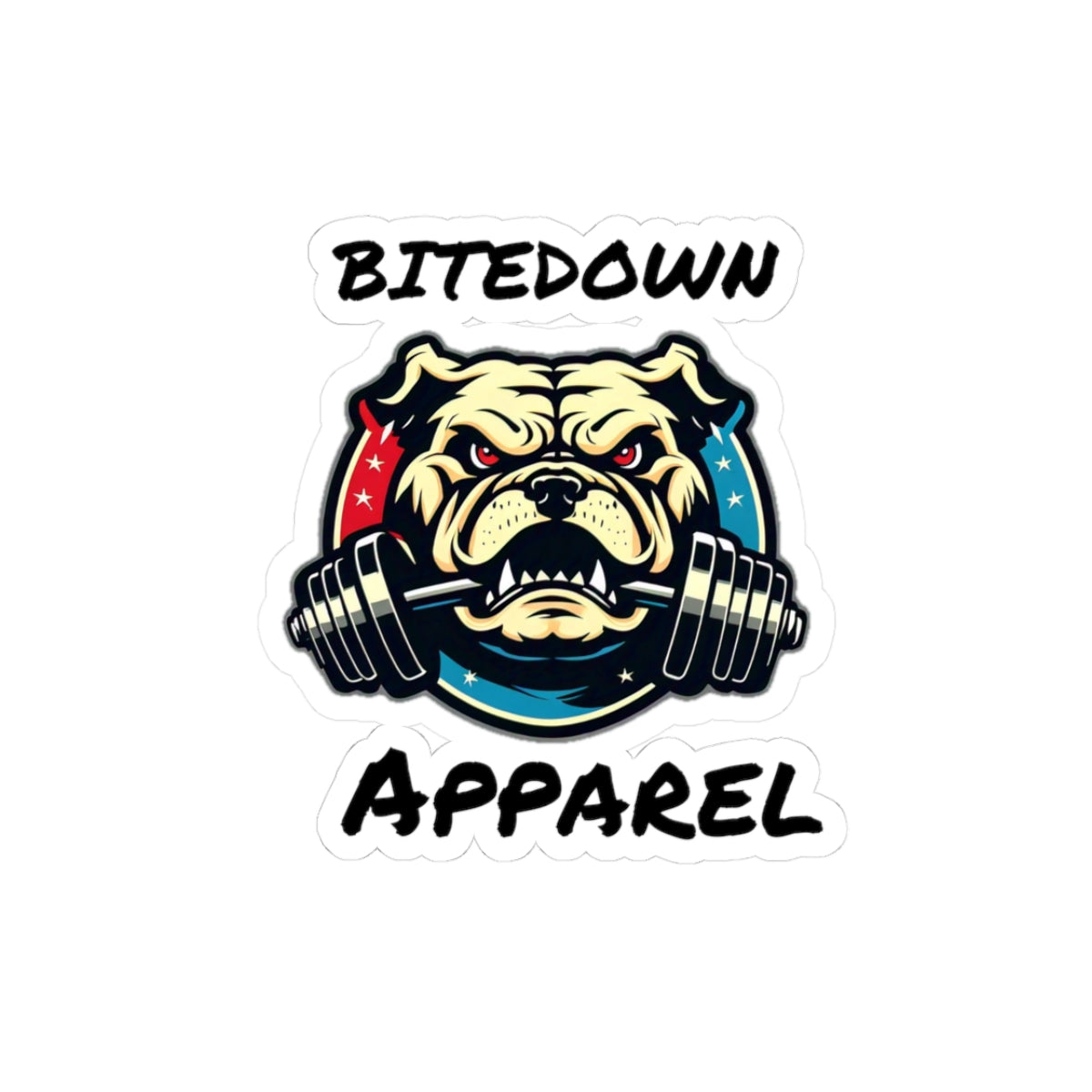 Bitedown Apparel Kiss-Cut Stickers - Fierce Bulldog Design for Gym Lovers